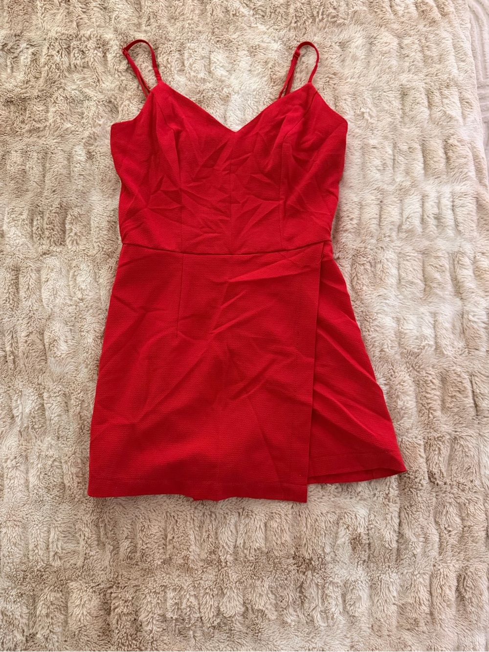 B Darlin Red V-Neck Spaghetti Strap Romper Dress